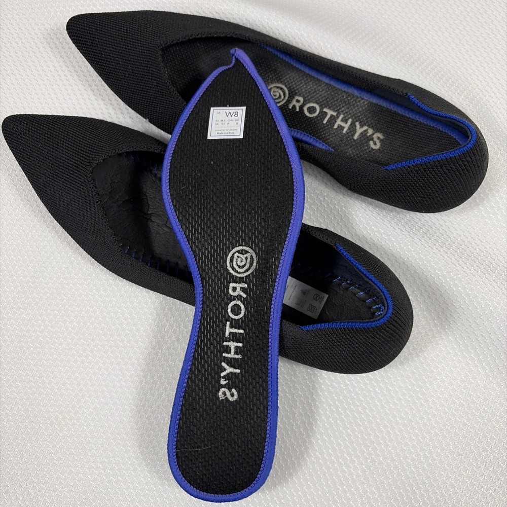 Rothy's Womens Black Pointed Toe Ballet Flats Shoes Slip On - Sz 8 - Picture 9 of 9